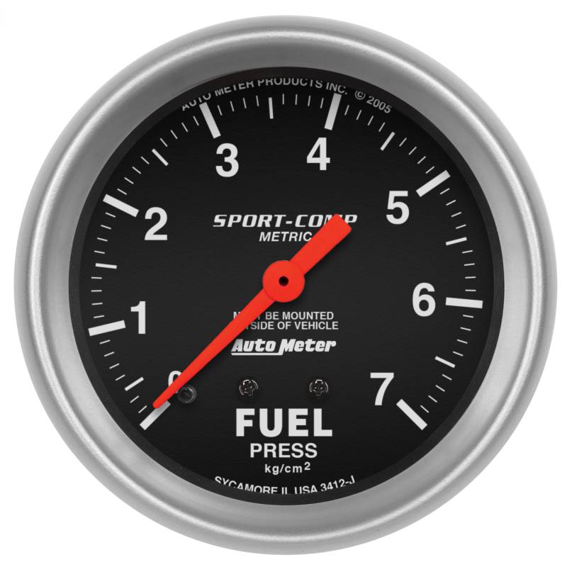 AutoMeter - AutoMeter GAUGE, FUEL PRESSURE, 2 5/8" , 7.0KG/CM2, MECHANICAL, SPORT-COMP 3412-J