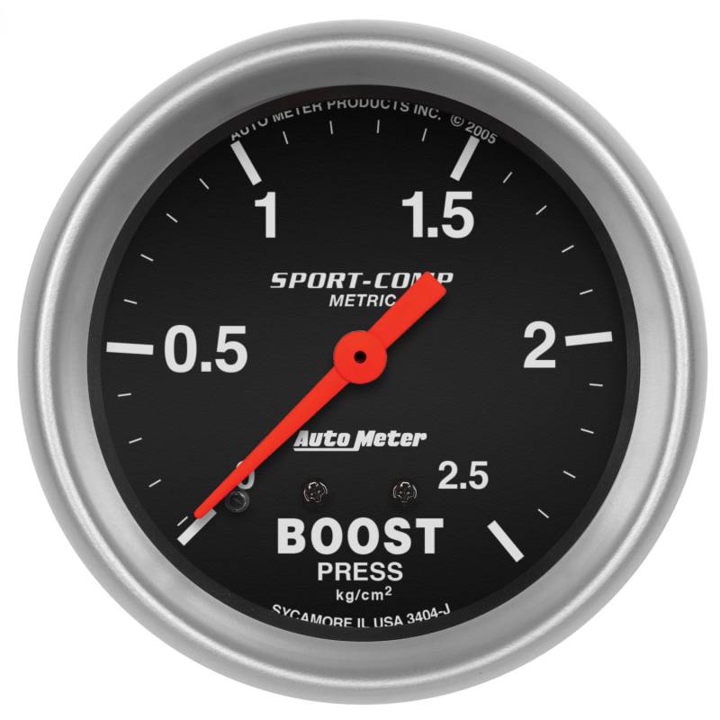 AutoMeter - AutoMeter GAUGE, BOOST, 2 5/8" , 2.5KG/CM2, MECHANICAL, SPORT-COMP 3404-J