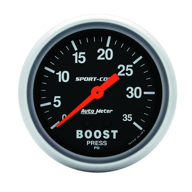 AutoMeter - AutoMeter GAUGE, BOOST, 2 5/8" , 35PSI, MECHANICAL, SPORT-COMP 3404