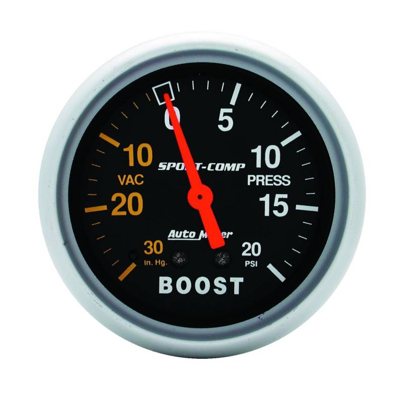 AutoMeter - AutoMeter GAUGE, VAC/BOOST, 2 5/8" , 30INHG-20PSI, MECHANICAL, SPORT-COMP 3401