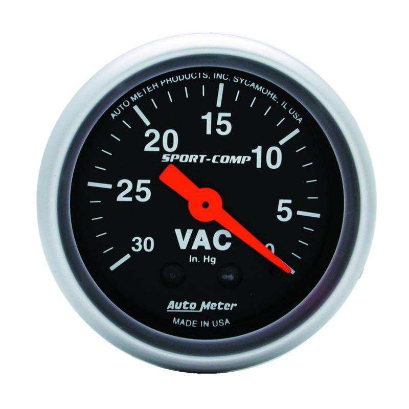 AutoMeter - AutoMeter GAUGE, VACUUM, 2 1/16" , 30INHG, MECHANICAL, SPORT-COMP 3384