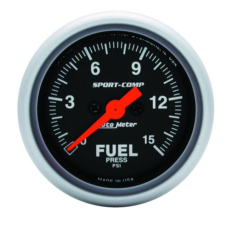 AutoMeter - AutoMeter GAUGE, FUEL PRESSURE, 2 1/16" , 15PSI, DIGITAL STEPPER MOTOR, SPORT-COMP 3361