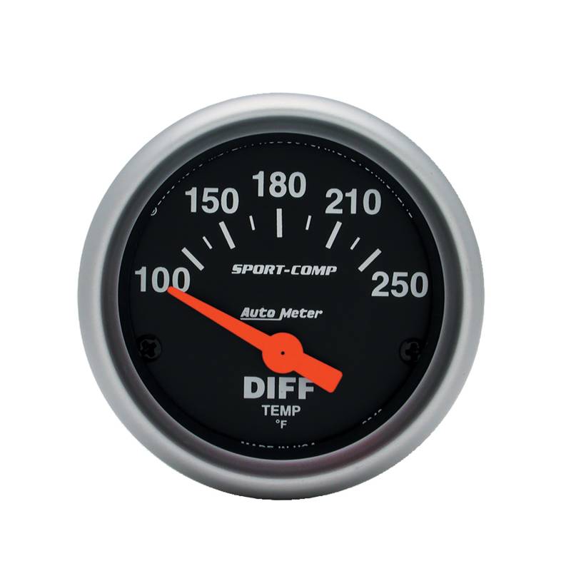 AutoMeter - AutoMeter GAUGE, DIFFERENTIAL TEMP, 2 1/16" , 100-250 Degrees F, ELECTRIC, SPORT-COMP 3349