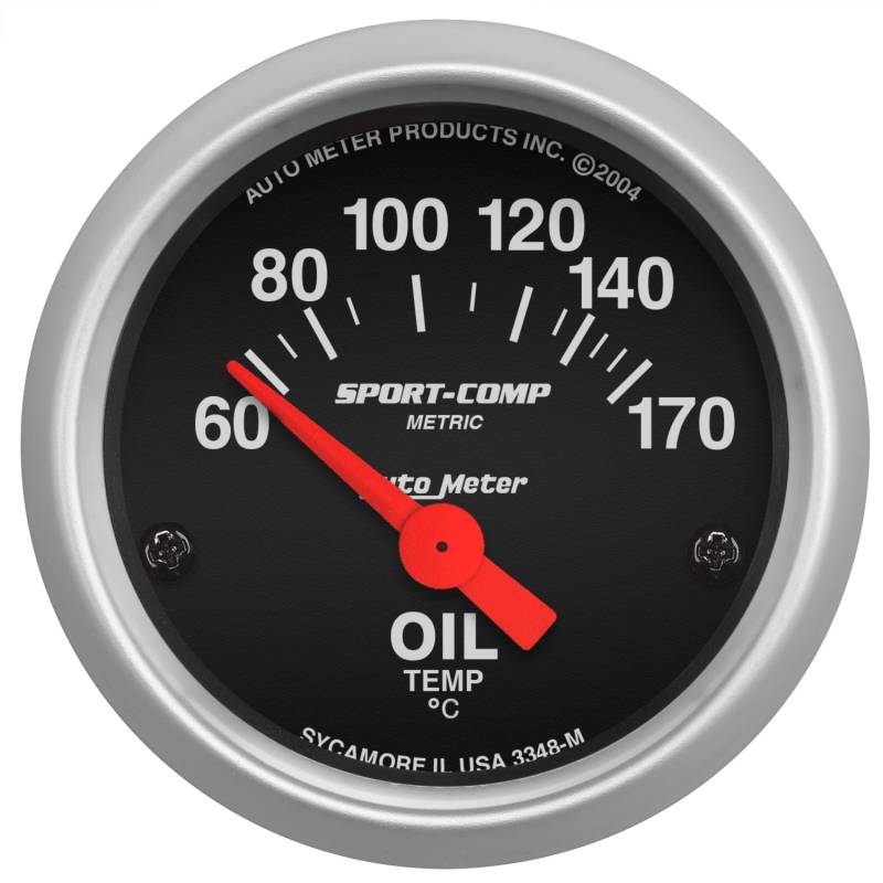 AutoMeter - AutoMeter GAUGE, OIL TEMP, 2 1/16" , 60-170 Degrees F, ELECTRIC, SPORT-COMP 3348-M