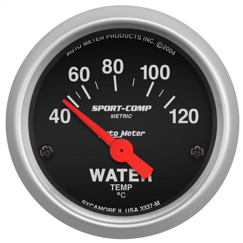 AutoMeter - AutoMeter GAUGE, WATER TEMP, 2 1/16" , 40-120 Degrees C, ELECTRIC, SPORT-COMP 3337-M