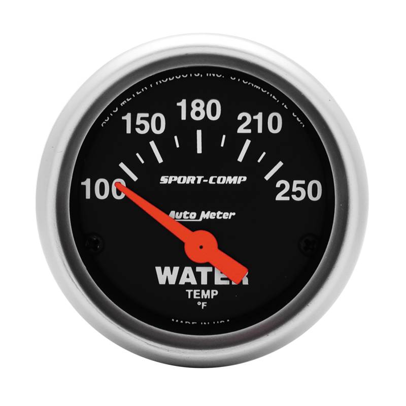 AutoMeter - AutoMeter GAUGE, WATER TEMP, 2 1/16" , 100-250 Degrees F, ELECTRIC, SPORT-COMP 3337