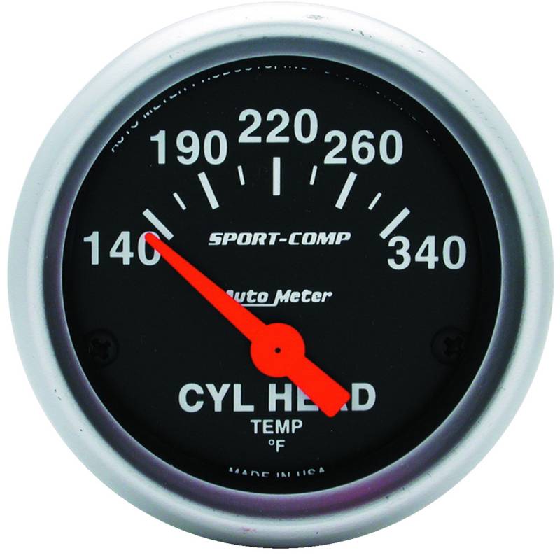 AutoMeter - AutoMeter GAUGE, CYLINDER HEAD TEMP, 2 1/16" , 140-340 Degrees F, ELECTRIC, SPORT-COMP 3336