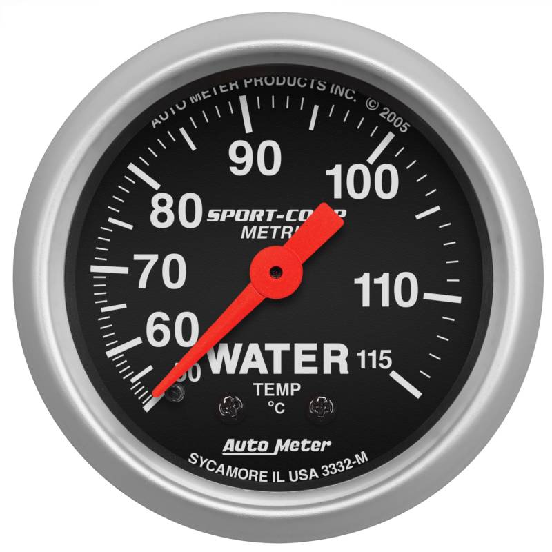 AutoMeter - AutoMeter GAUGE, WATER TEMP, 2 1/16" , 50-115 Degrees C, MECHANICAL, SPORT-COMP 3332-M