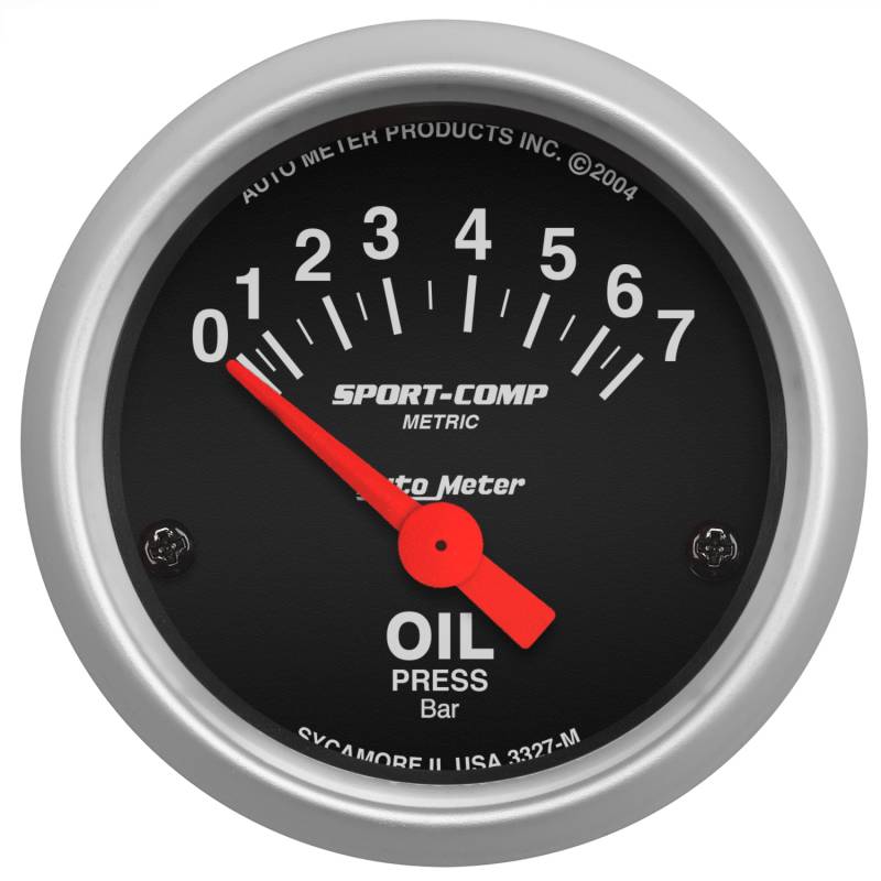 AutoMeter - AutoMeter GAUGE, OIL PRESSURE, 2 1/16" , 7 BAR, ELECTRIC, SPORT-COMP 3327-M