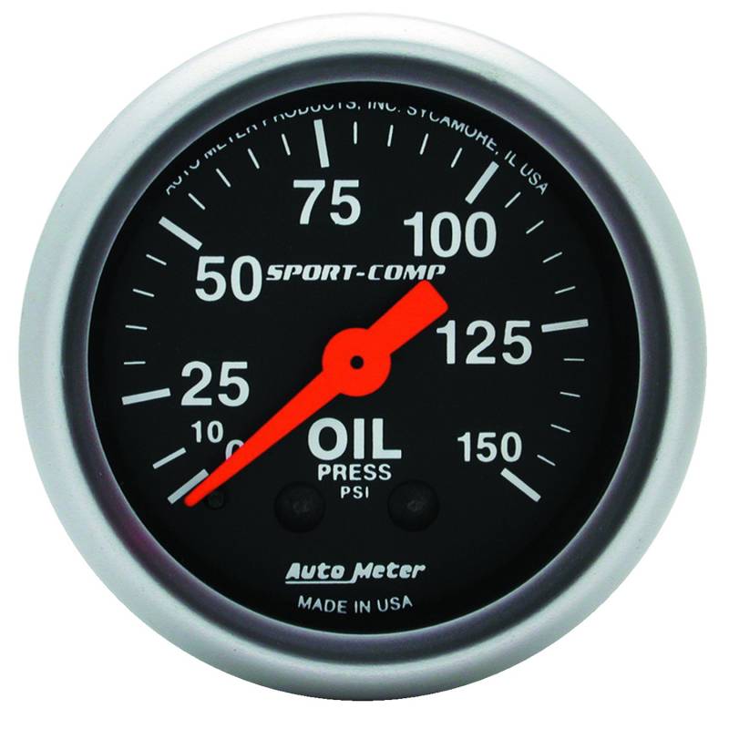 AutoMeter - AutoMeter GAUGE, OIL PRESSURE, 2 1/16" , 150PSI, MECHANICAL, SPORT-COMP 3323