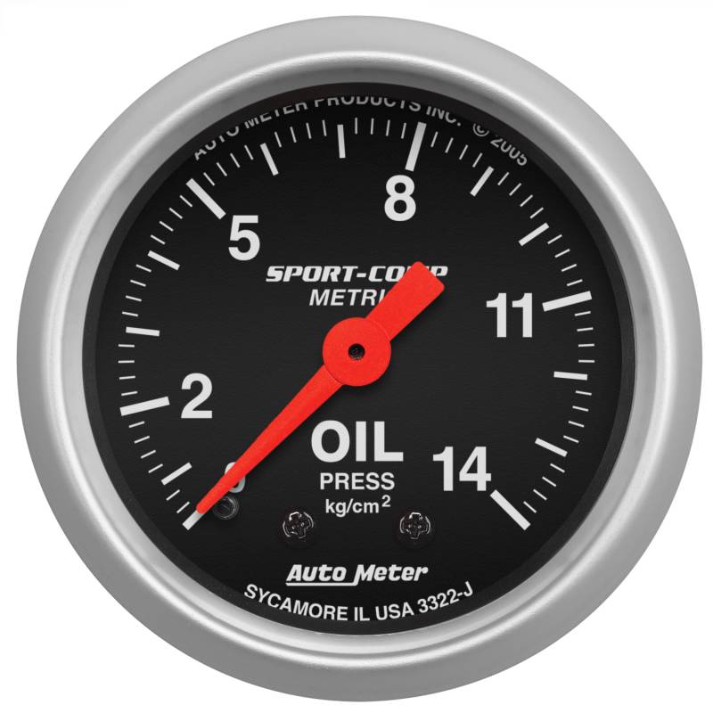 AutoMeter - AutoMeter GAUGE, OIL PRESSURE, 2 1/16" , 14KG/CM2, MECHANICAL, SPORT-COMP 3322-J