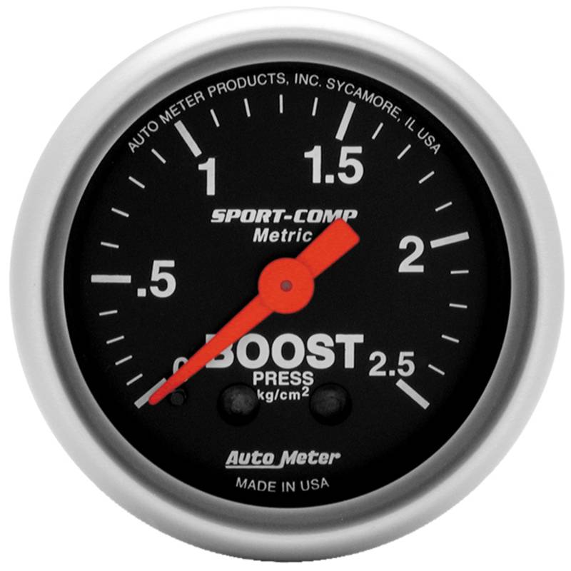 AutoMeter - AutoMeter GAUGE, BOOST, 2 1/16" , 2.5KG/CM2, MECHANICAL, SPORT-COMP 3304-J