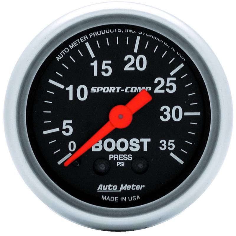 AutoMeter - AutoMeter GAUGE, BOOST, 2 1/16" , 35PSI, MECHANICAL, SPORT-COMP 3304