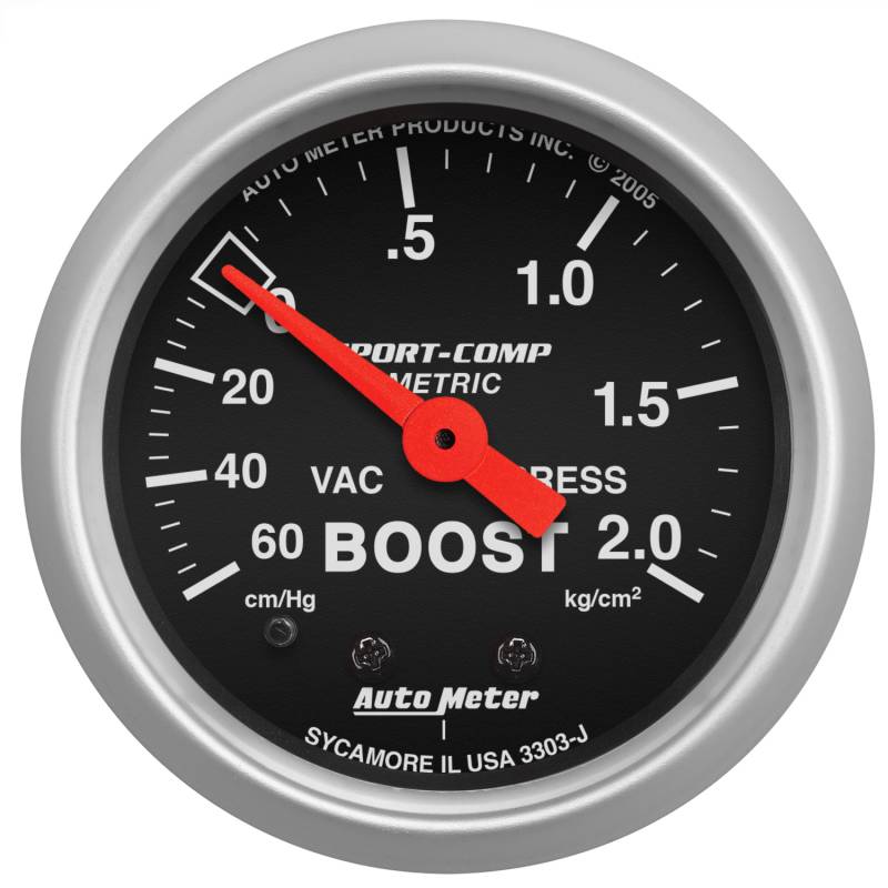 AutoMeter - AutoMeter GAUGE, VAC/BOOST, 2 1/16" , 60CMHG - 2.1KG/CM2, MECHANICAL, SPORT-COMP 3303-J