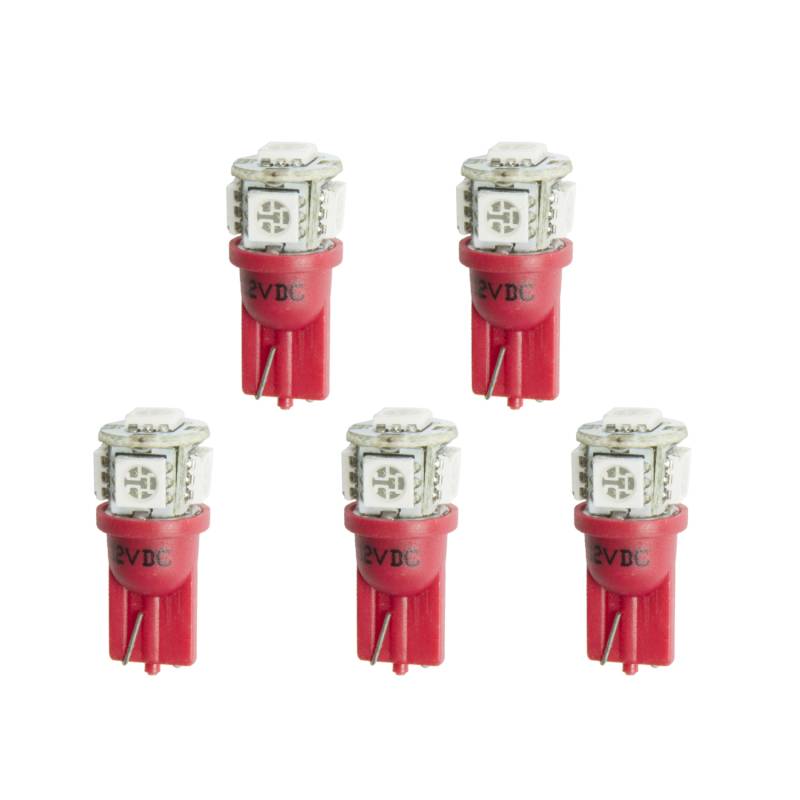 AutoMeter - AutoMeter LED BULB, REPLACEMENT, T3 WEDGE, RED, 5 PACK 3284-K