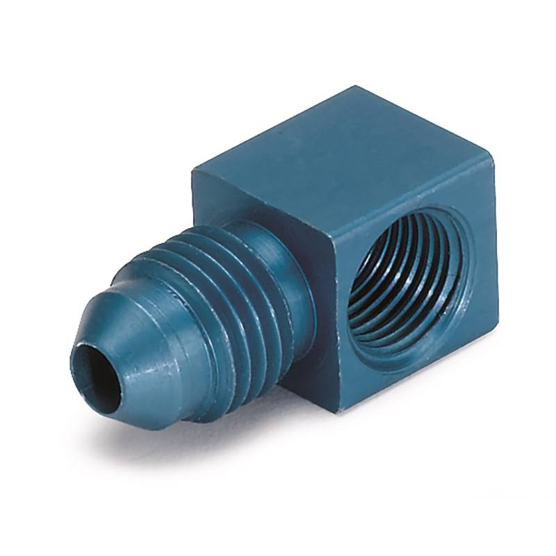 AutoMeter - AutoMeter FITTING,ADAPTER,90 Degree,1/8" NPTF FEMALE TO -4AN MALE,ALUMINUM,BLUE ANODIZED 3278