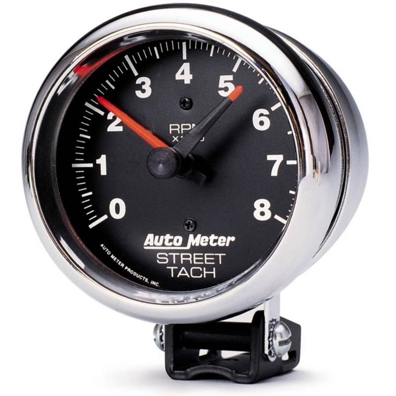 AutoMeter - AutoMeter GAUGE, TACHOMETER, 3 3/4" , 8K RPM, PEDESTAL W/RED LINE, TRADITIONAL CHROME 2895