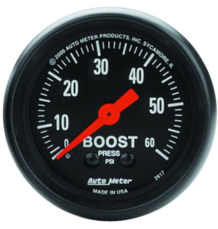 AutoMeter - AutoMeter GAUGE, BOOST, 2 1/16" , 60PSI, MECHANICAL, Z-SERIES 2617