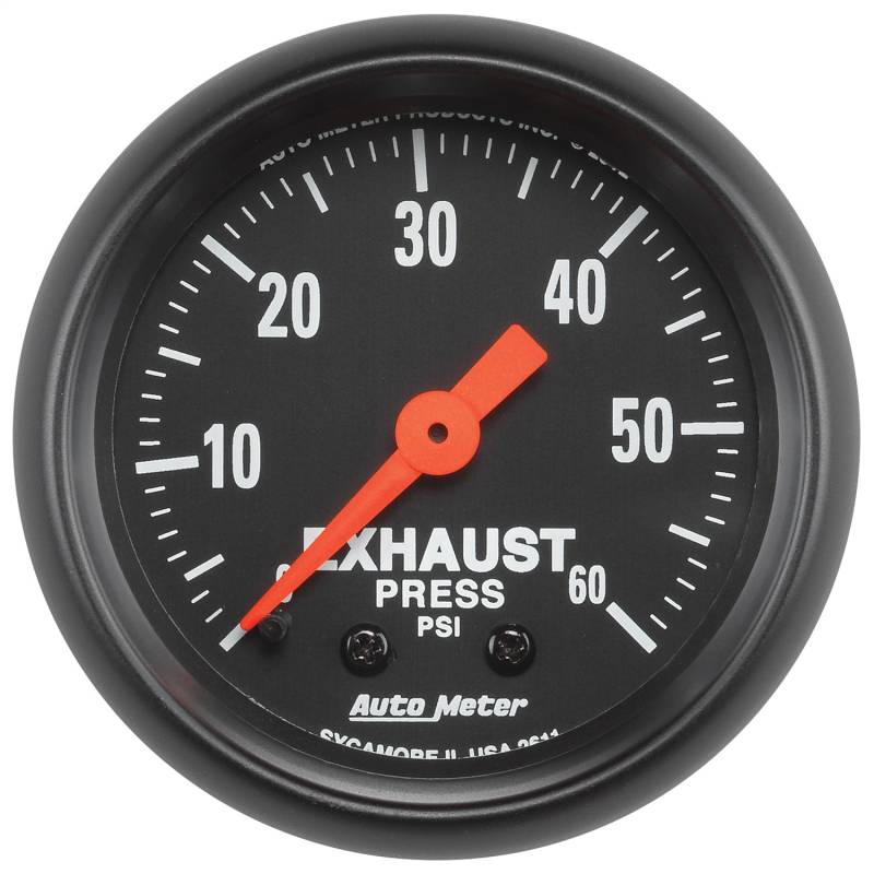 AutoMeter - AutoMeter GAUGE, EXHAUST PRESS, 2 1/16" , 60PSI, MECHANICAL, Z-SERIES 2611