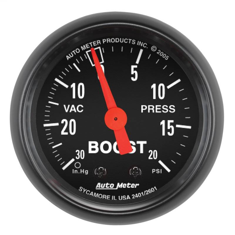 AutoMeter - AutoMeter GAUGE, VAC/BOOST, 2 1/16" , 30INHG-20PSI, MECHANICAL, Z-SERIES 2601