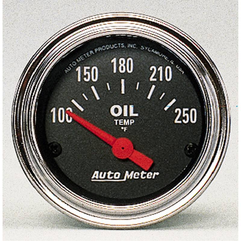 AutoMeter - AutoMeter GAUGE, OIL TEMP, 2 1/16" , 100-250 Degrees F, ELECTRIC, TRADITIONAL CHROME 2542