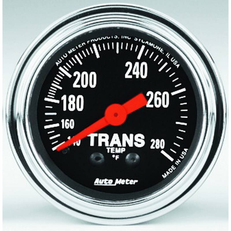 AutoMeter - AutoMeter GAUGE,TRANS TEMP,2 1/16",140-280 Degrees F,MECHANICAL,8FT.,TRADITIONAL CHROME 2451