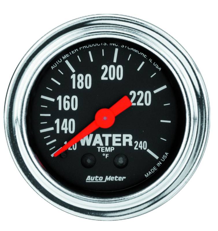 AutoMeter - AutoMeter GAUGE,WATER TEMP,2 1/16",120-240 Degrees F,MECHANICAL,12FT.,TRADITIONAL CHROME 2433