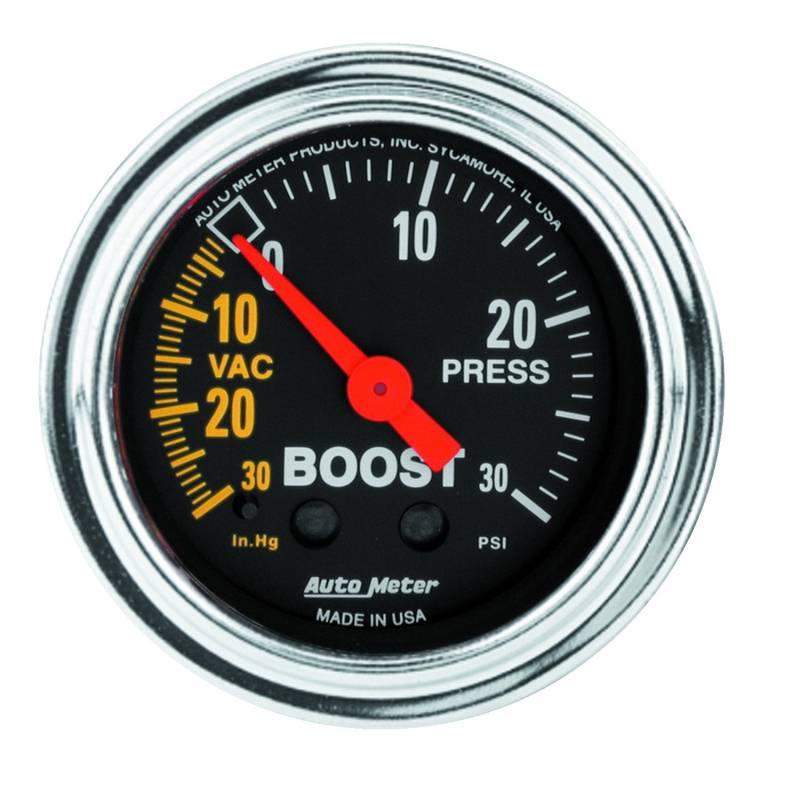 AutoMeter - AutoMeter GAUGE, VAC/BOOST, 2 1/16" , 30INHG-30PSI, MECHANICAL, TRADITIONAL CHROME 2403