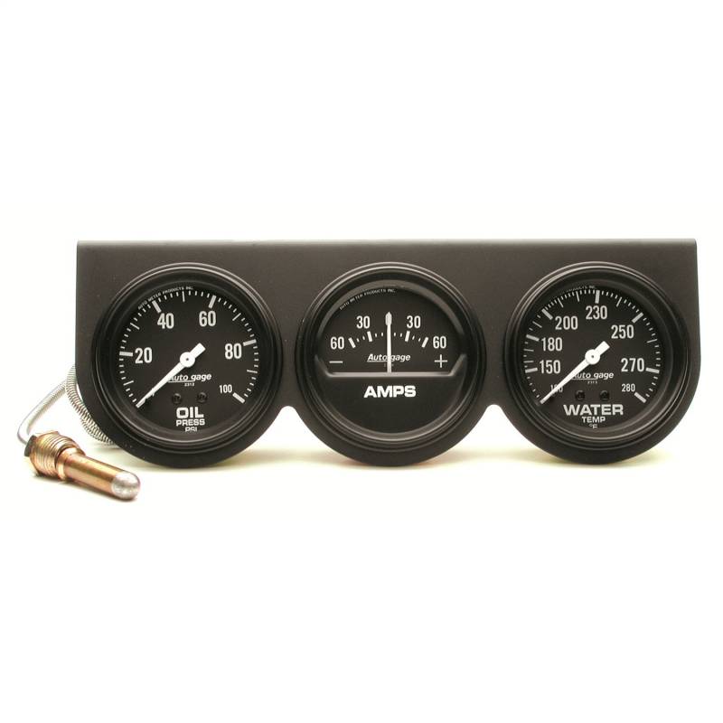 AutoMeter - AutoMeter GAUGE CONSOLE,OILP/WTMP/AMP,2 5/8",100PSI/280 Degrees F/60A,BLK DIAL,BLK BZL,AG 2394