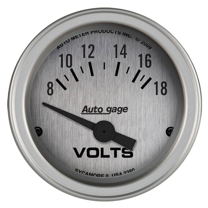 AutoMeter - AutoMeter GAUGE CONSOLE, VOLTMETER, 2 1/16" , 18V, SLVR DIAL, SLVR BEZEL, AUTOGAGE 2380