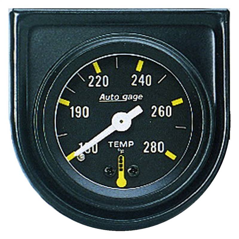 AutoMeter - AutoMeter GAUGE CONSOLE,WATER TEMP,1.5",280 Degrees F,MECH,BLK DIAL,BLK BEZEL,AUTOGAGE 2352