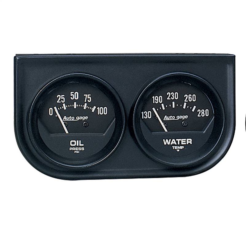 AutoMeter - AutoMeter GAUGE CONSOLE, OILP/WTMP, 2" , 100PSI/280 Degrees F, BLK DIAL, BLK BZL, AUTOGAGE 2345