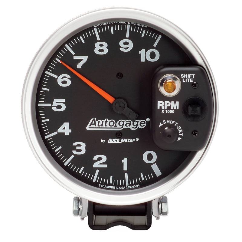 AutoMeter - AutoMeter GAUGE, TACHOMETER, 5" , 10K RPM, PEDESTAL W/ INT. SHIFT LIGHT, BLACK, AUTO GAGE 233903