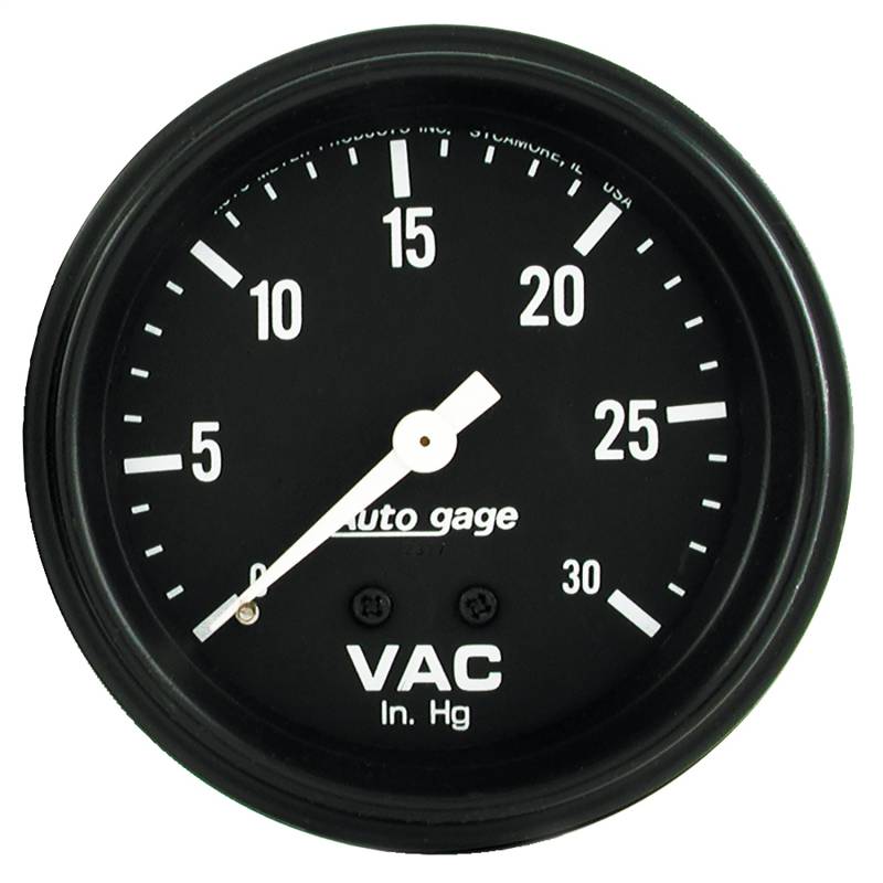 AutoMeter - AutoMeter GAUGE, VACUUM, 2 5/8" , 30INHG, MECHANICAL, BLACK, AUTOGAGE 2317