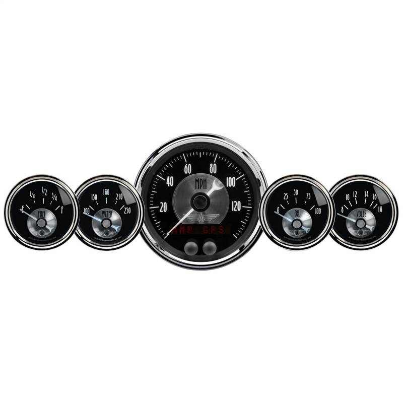 AutoMeter - AutoMeter GAUGE KIT, 5 PC., 3 3/8" & 2 1/16" , GPS SPEEDO W/LCD ODO, PRESTIGE BLK DIAMOND 2024