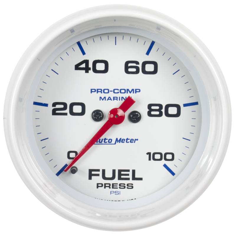 AutoMeter - AutoMeter GAUGE, FUEL PRESSURE, 2 5/8" , 100PSI, DIGITAL STEPPER MOTOR, MARINE WHITE 200851