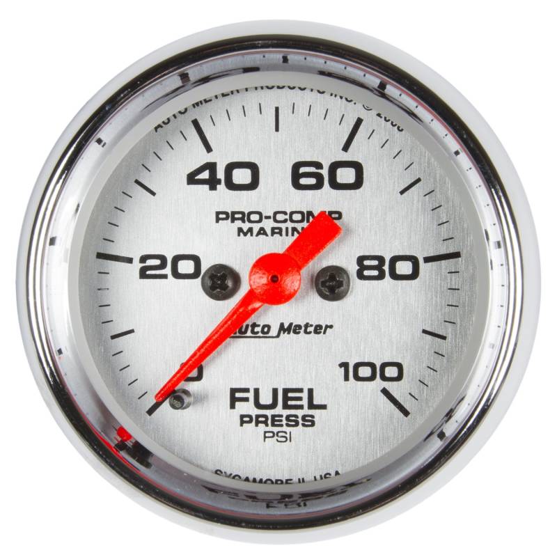 AutoMeter - AutoMeter GAUGE, FUEL PRESSURE, 2 1/16" , 100PSI, DIGITAL STEPPER MOTOR, MARINE CHROME 200850-35