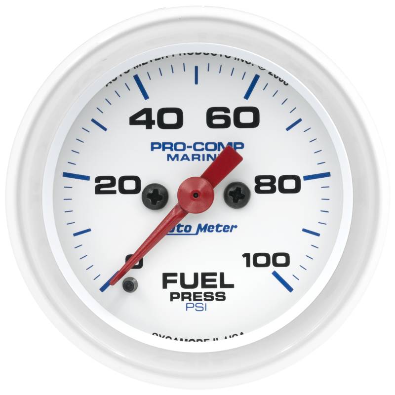 AutoMeter - AutoMeter GAUGE, FUEL PRESSURE, 2 1/16" , 100PSI, DIGITAL STEPPER MOTOR, MARINE WHITE 200850