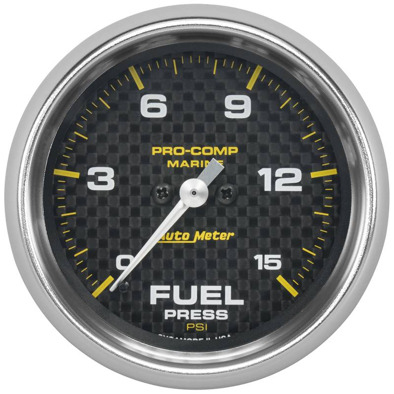 AutoMeter - AutoMeter GAUGE, FUEL PRESSURE, 2 5/8" , 15PSI, DIGITAL STEPPER MOTOR, MARINE CARBON FIBER 200849-40