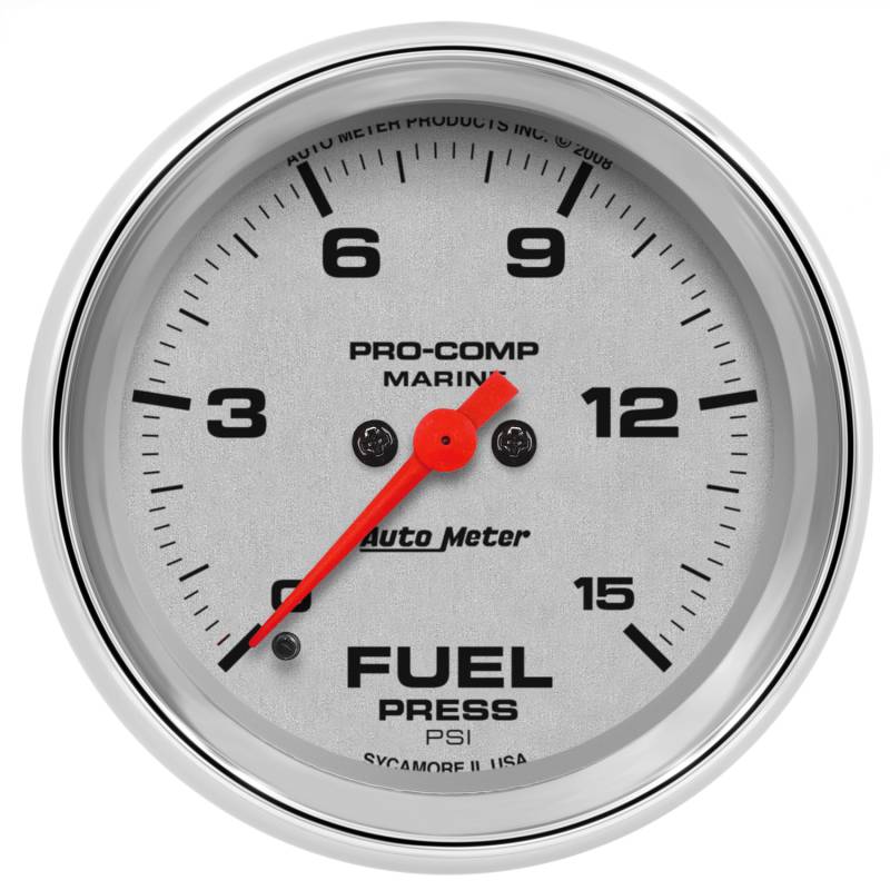 AutoMeter - AutoMeter GAUGE, FUEL PRESSURE, 2 5/8" , 15PSI, DIGITAL STEPPER MOTOR, MARINE CHROME 200849-35