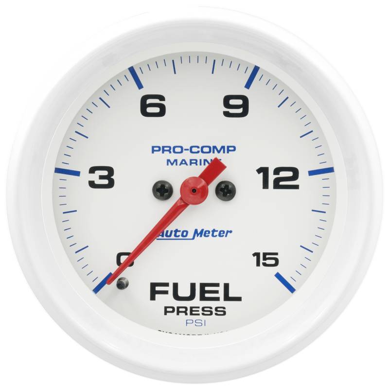 AutoMeter - AutoMeter GAUGE, FUEL PRESSURE, 2 5/8" , 15PSI, DIGITAL STEPPER MOTOR, MARINE WHITE 200849