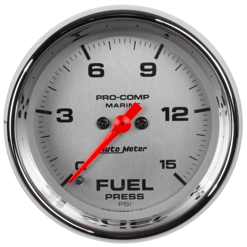 AutoMeter - AutoMeter GAUGE, FUEL PRESSURE, 2 1/16" , 15PSI, DIGITAL STEPPER MOTOR, MARINE CHROME 200848-35