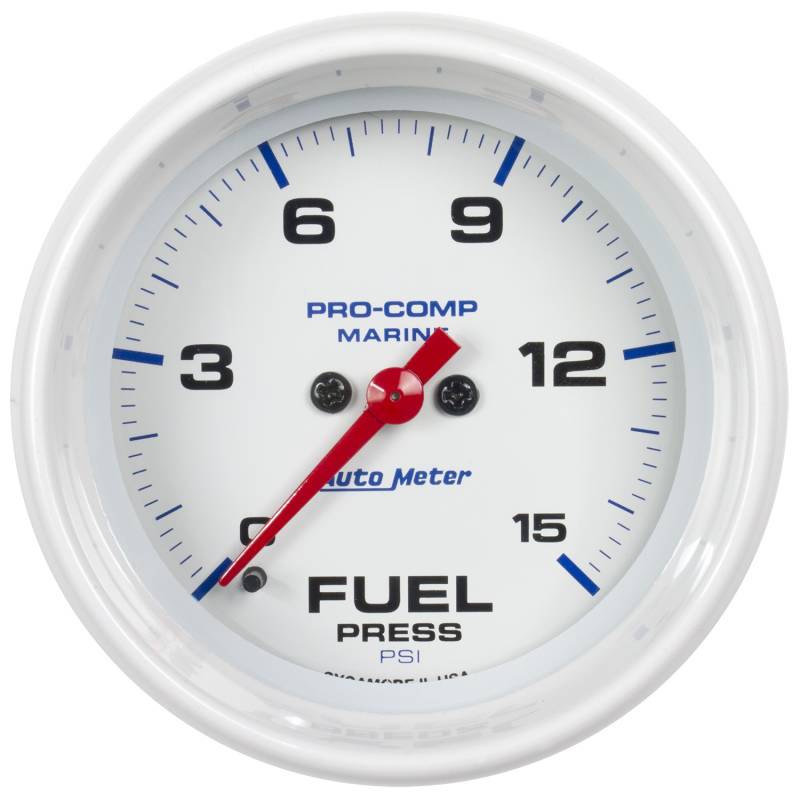 AutoMeter - AutoMeter GAUGE, FUEL PRESSURE, 2 1/16" , 15PSI, DIGITAL STEPPER MOTOR, MARINE WHITE 200848