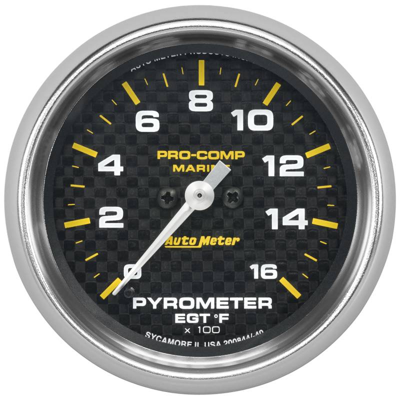 AutoMeter - AutoMeter GAUGE, PYROMETER, 2 5/8" , 0-1,600 Degrees F, MARINE CARBON FIBER 200844-40