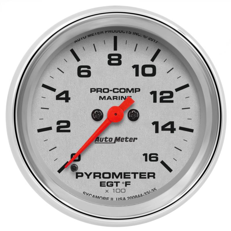 AutoMeter - AutoMeter GAUGE, PYROMETER, 2 5/8" , 0-1,600 Degrees F, MARINE CHROME 200844-35