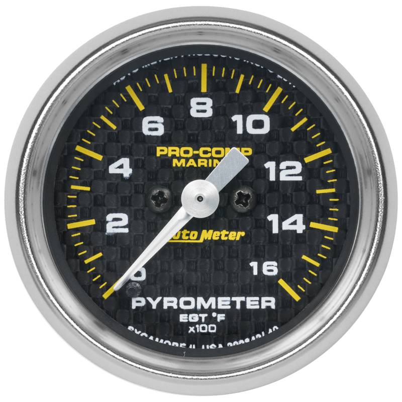 AutoMeter - AutoMeter GAUGE, PYROMETER, 2 1/16" , 0-1,600 Degrees F, MARINE CARBON FIBER 200842-40