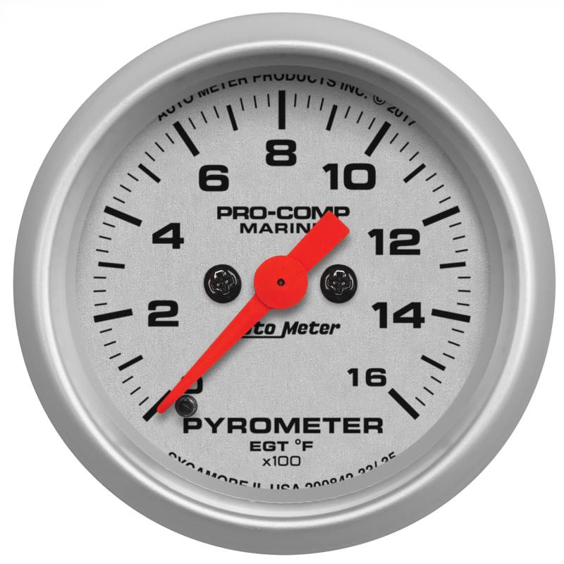 AutoMeter - AutoMeter GAUGE, PYROMETER, 2 1/16" , 0-1,600 Degrees F, MARINE SILVER 200842-33