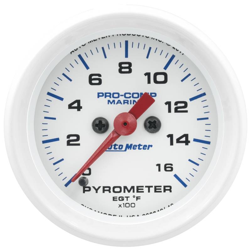 AutoMeter - AutoMeter GAUGE, PYROMETER, 2 1/16" , 0-1,600 Degrees F, MARINE WHITE 200842