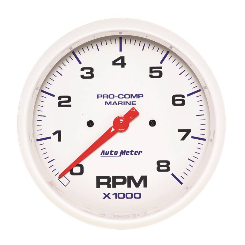 AutoMeter - AutoMeter GAUGE, TACHOMETER, 5" , 8K RPM, MARINE WHITE 200797