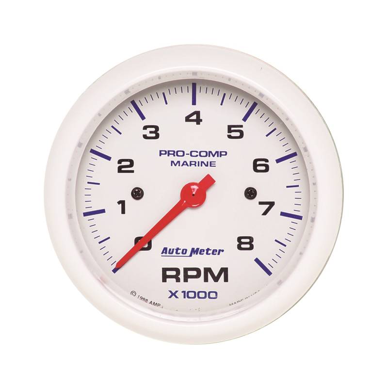 AutoMeter - AutoMeter GAUGE, TACHOMETER, 3 3/8" , 8K RPM, MARINE WHITE 200779